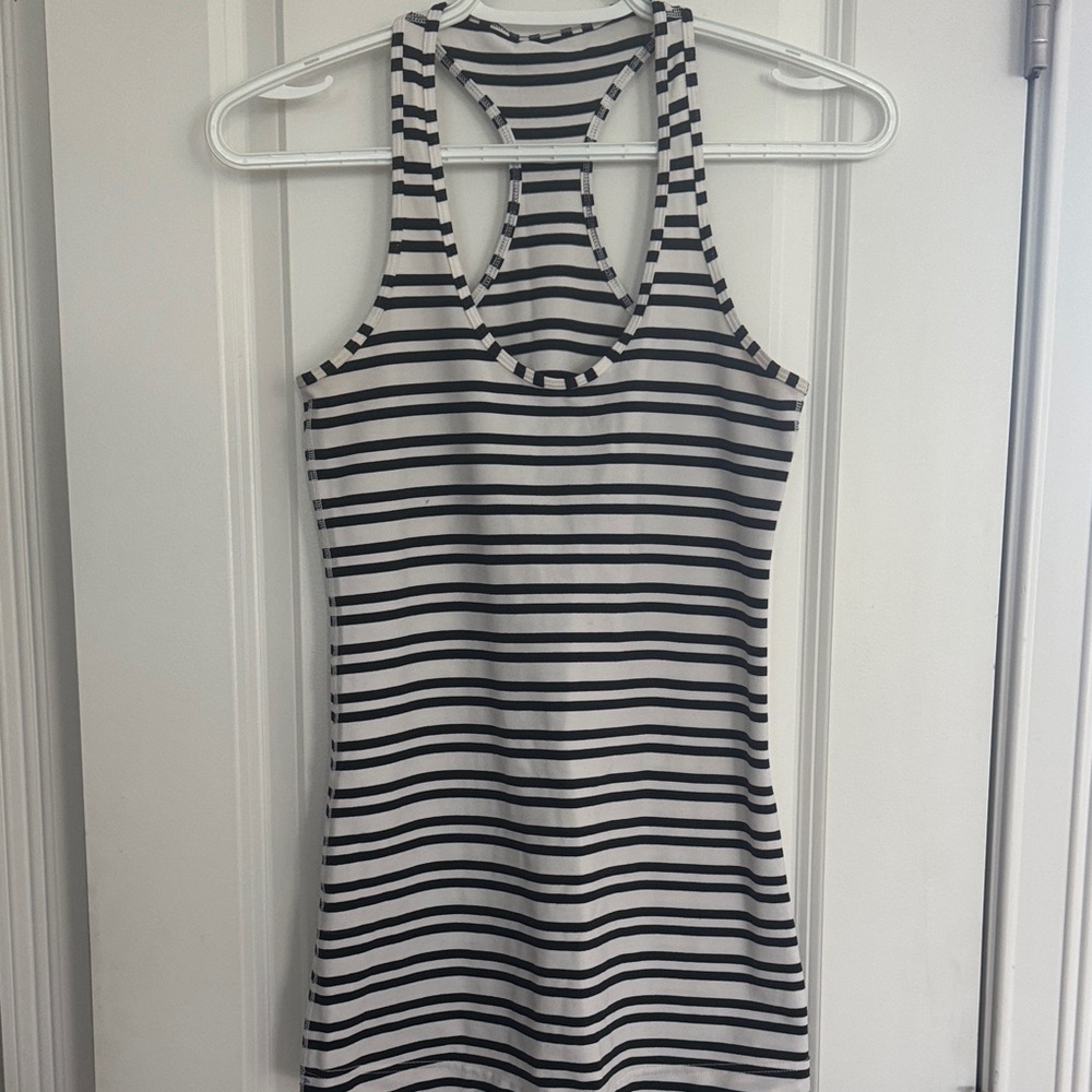Lululemon Black and White Striped Tank Top